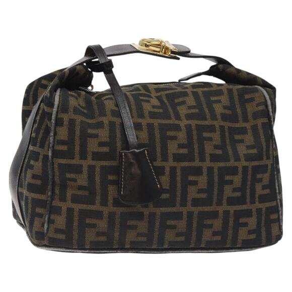 FENDI Zucca Canvas Hand Bag Black Brown - Picture 1 of 13